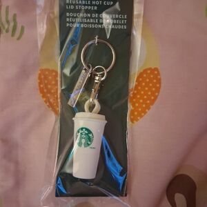 Starbucks White Cup Keychain with Green Logo